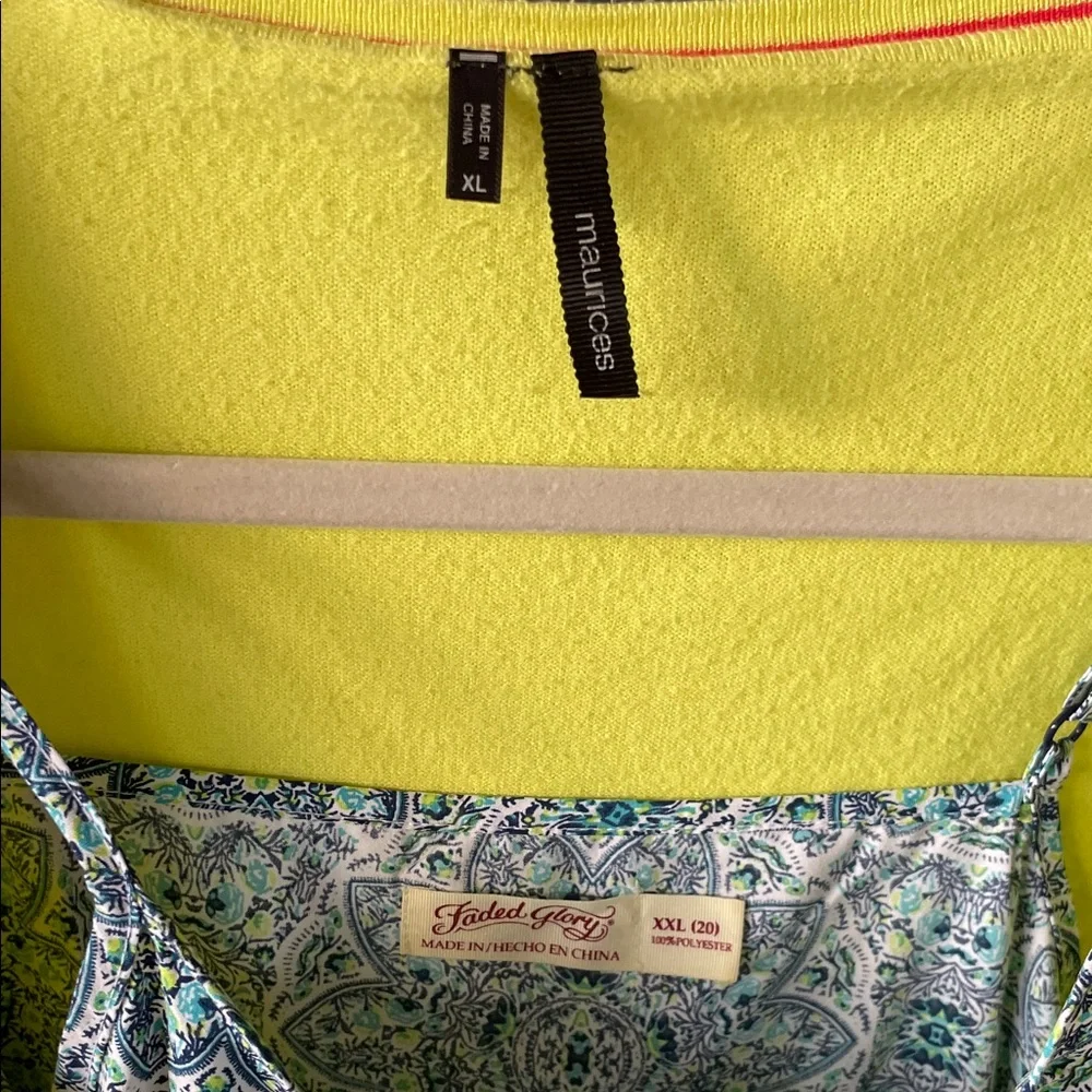 Maurices Lime Cardigan and Blue Floral Blouse - Picture 3 of 5